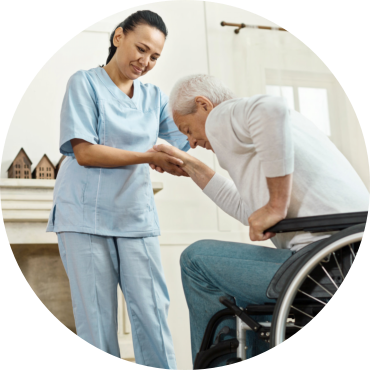 caregiver assisting a senior